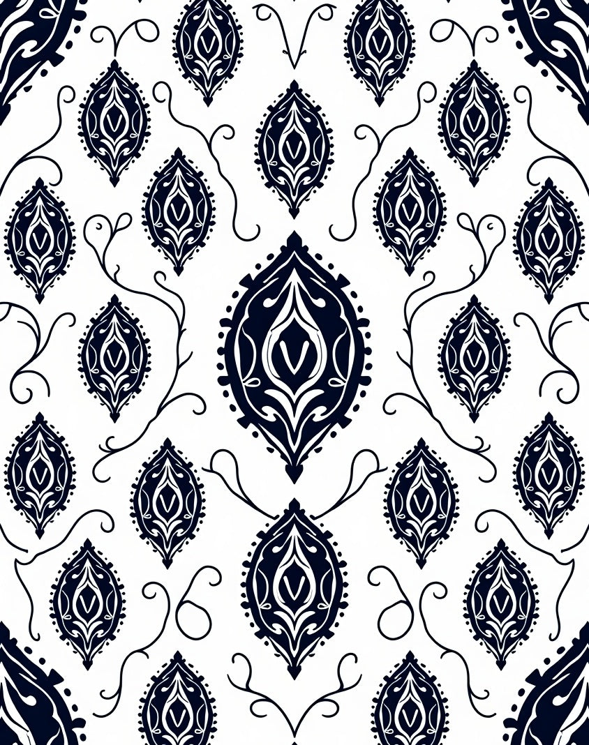 Dark Navy Paisley Allover Art Rug