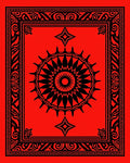 Bold Red Geometric Sunburst Dial Rug