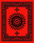 Bold Red Geometric Sunburst Dial Rug