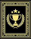 Golden Laurel Trophy Black Border Rug
