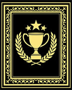 Golden Laurel Trophy Black Border Rug
