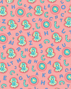 Pink Cartoon Alphabet Character Rug