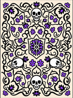 Gothic Skull Purple Flower Scroll Rug
