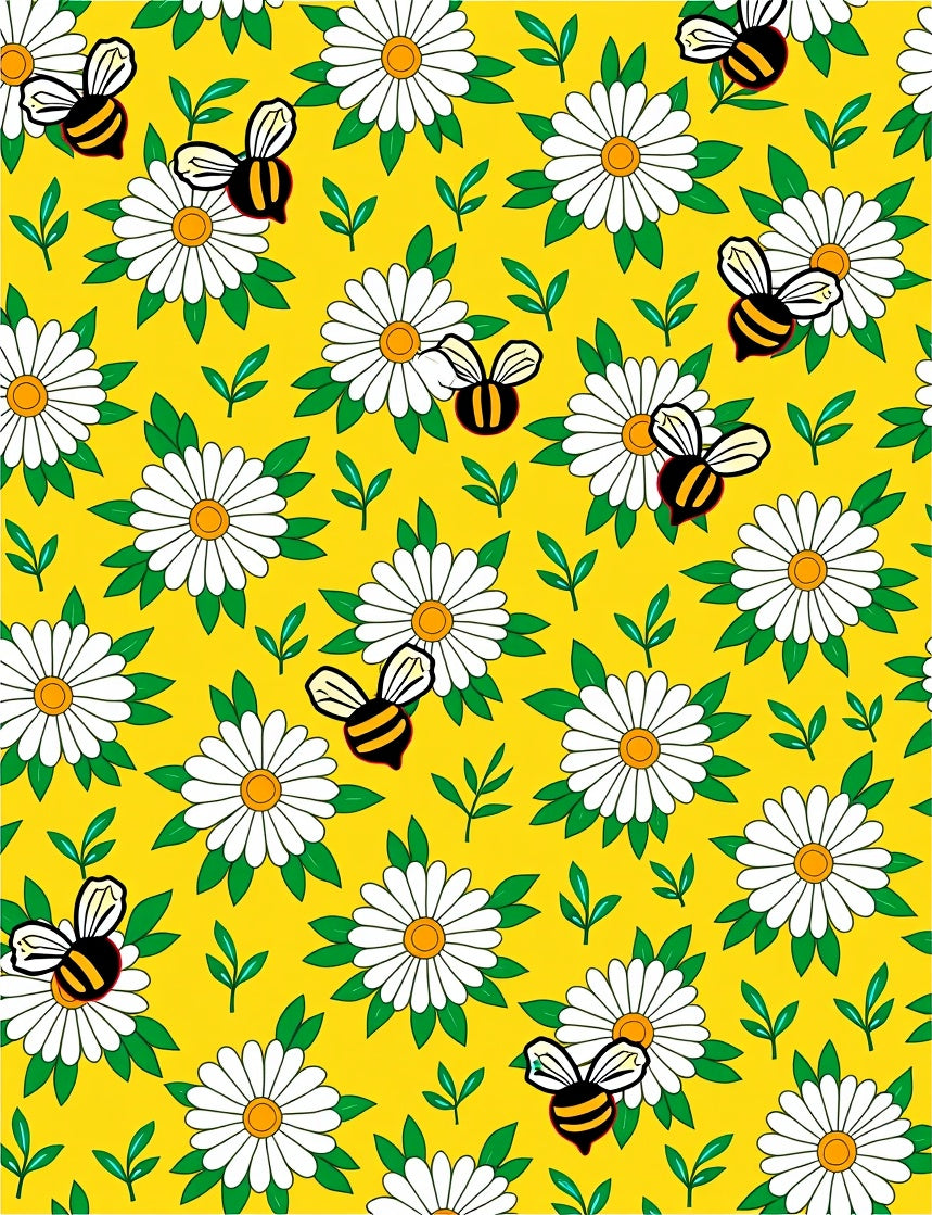 Yellow Daisy Bee Garden Whimsical Rug