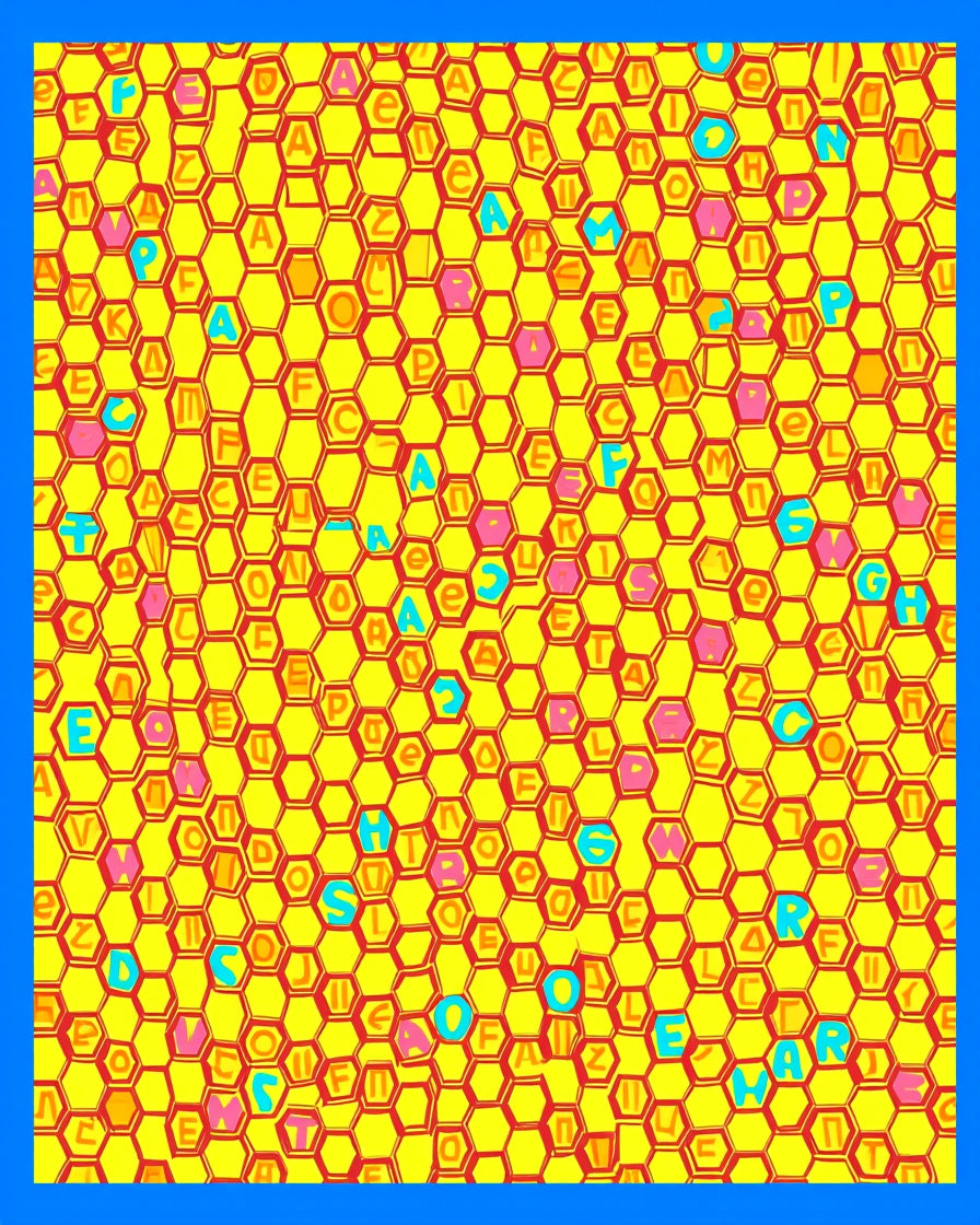 Vibrant Yellow Hexagonal Alphabet Rug