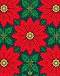 Vibrant Red Poinsettia Floral Mandala Rug