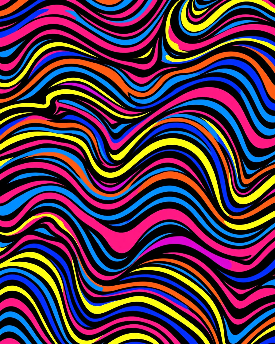 Vibrant Colorful Wavy Stripe Rug