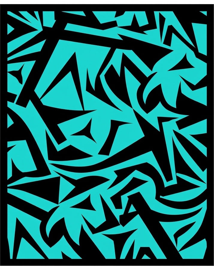 Electric Blue Black Abstract Shards Rug