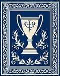 Navy Trophy Laurel Border Design Rug