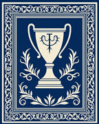 Navy Trophy Laurel Border Design Rug