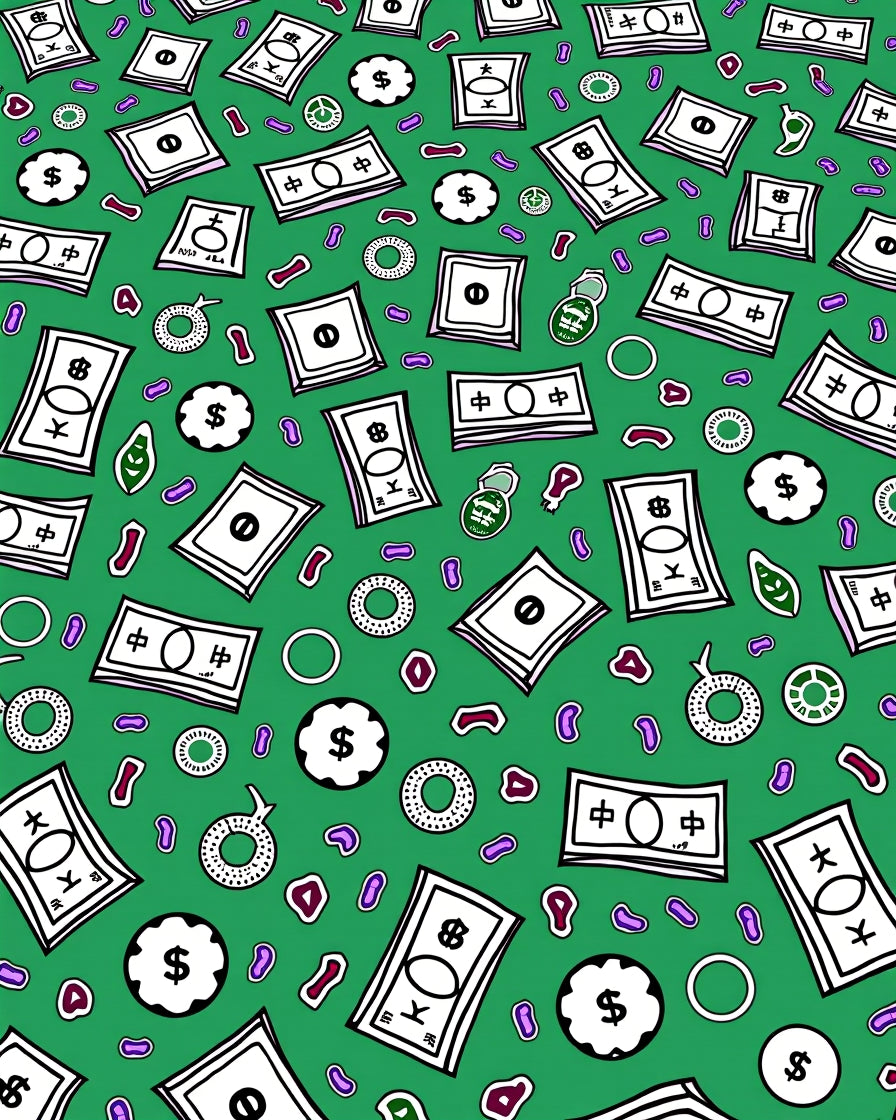 Green Money And Tokens Collage Rug