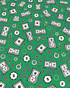 Green Money And Tokens Collage Rug