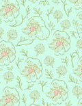 Pastel Mint Floral Line Art Rug