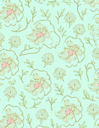 Pastel Mint Floral Line Art Rug