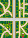 Whimsical Town Map Evergreen Trees Rug