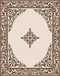 Classic Brown Scrollwork Corner Border Rug