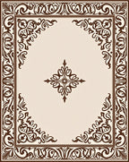 Classic Brown Scrollwork Corner Border Rug