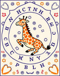 Whimsical Orange Giraffe Alphabet Circle Rug