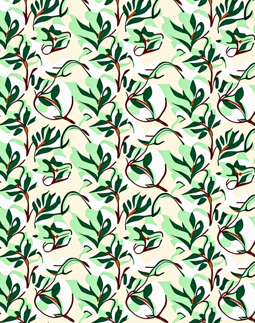 Green Leafy Botanical Background Rug