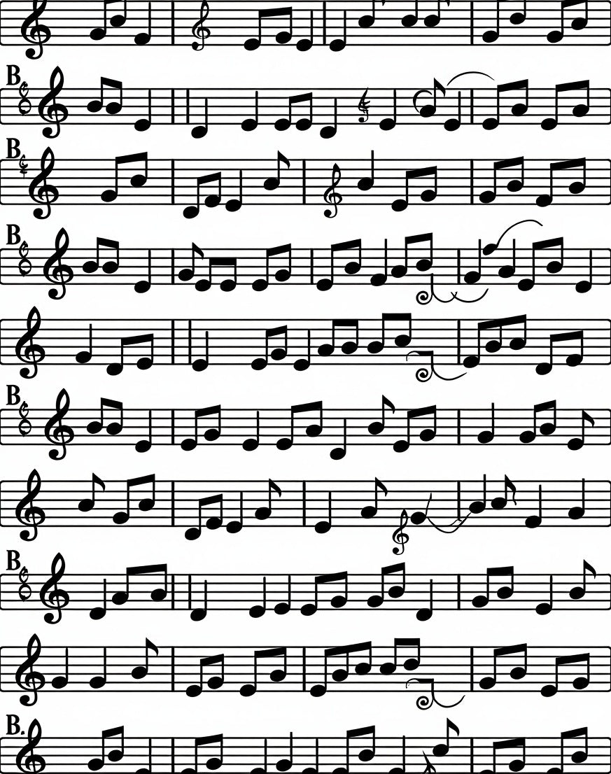 Black and White Musical Score Border Rug