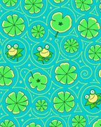 Whimsical Frog Lilypad Swirls Rug