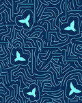Navy Blue Bird Bloom Abstract Lines Rug