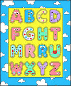 Playful Alphabet Cartoon Faces Rug