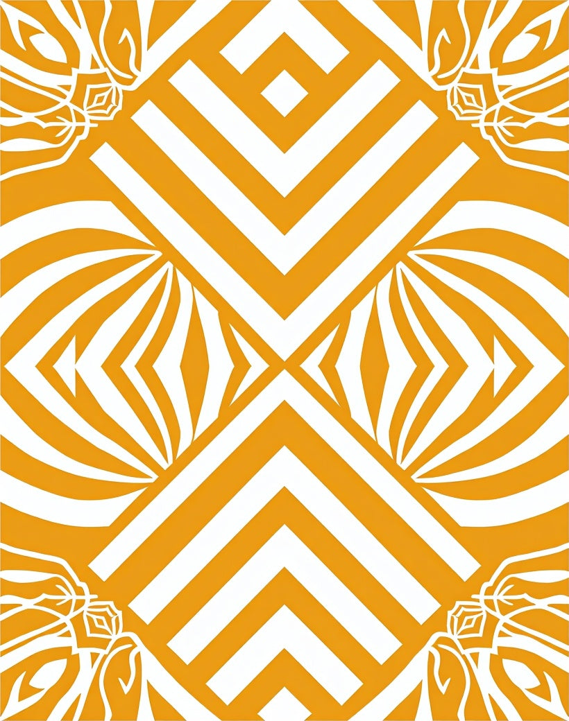 Bold Orange White Geometric Chevron Rug