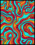 Retro Swirl Red Yellow Aqua Dots Rug