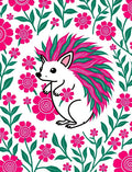 Pink Floral Hedgehog With Grassy Mane Rug