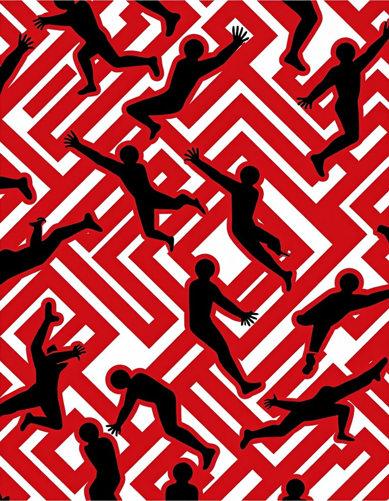 Crimson Maze Figures Rug