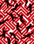 Crimson Maze Figures Rug