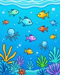 Sunny Coral Reef Fish and Octopi Rug
