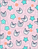 Pink Cat Star Abstract Swirl Rug