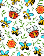 Joyful Bumblebee Garden With Honeycomb Rug