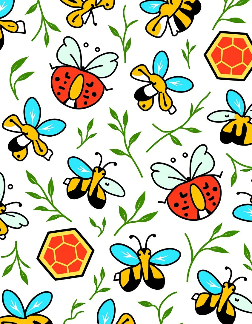 Joyful Bumblebee Garden With Honeycomb Rug