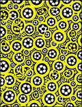 Bright Yellow Circular Soccer Ball Collage Rug