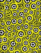 Bright Yellow Circular Soccer Ball Collage Rug