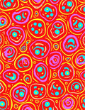 Bright Red Whimsical Circles Artwork Rug