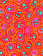 Bright Red Whimsical Circles Artwork Rug