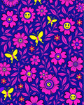Pink Smiley Flower Yellow Butterfly Garden Rug