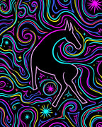 Neon Horse Cosmic Swirl Rug