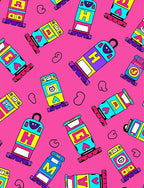 Bright Pink Retro Alphabet Characters Rug