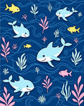 Charming Blue Ocean Dolphin Yellow Fish Rug