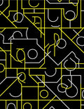 Bold Yellow White Geometric Maze Rug