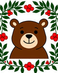 Brown Bear with Red Berry Garland Rug