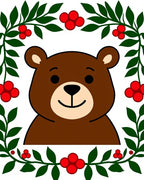 Brown Bear with Red Berry Garland Rug