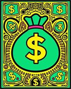 Bold Yellow Green Money Bag Dollar Rug