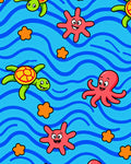 Playful Sea Creatures Ocean Waves Rug
