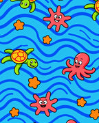 Playful Sea Creatures Ocean Waves Rug